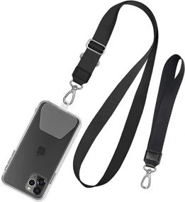 img 4 attached to SHANSHUI Phone Lanyard: Universal Cell Phone Neck/Wrist Strap Tether for All Smartphones - Black with Durable Pads
