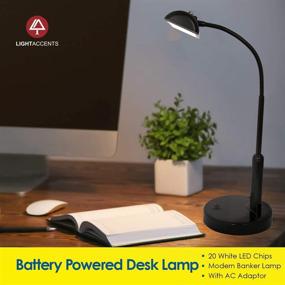 img 3 attached to Battery-Operated LED Desk Lamp by LIGHTACCENTS - Cordless, Portable Office Desk Lamp - Super Bright Table Lamp with Adjustable Metal Neck - Desk Decor Lamp for Home Office (Black)