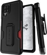 📱 ghostek iron armor samsung galaxy a12 case - belt clip, card holder, kickstand - heavy duty rugged protection - designed for 2020 samsung a12 (6.5 inch) - smooth matte black logo