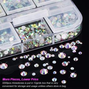 img 1 attached to 3200pcs FITDON Iridescent Glass Charms Nail Stones with Pick Up Tweezers, Crystal AB Rhinestones Gems Rhinestones Picking Pen Dual-use Brush Dotting Tools