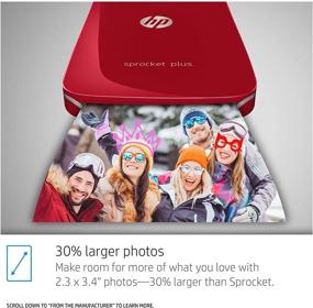 img 1 attached to 🖨️ HP Sprocket Plus Instant Photo Printer - Print 30% Bigger Photos on 2.3x3.4 Sticky-Backed Paper, Red (2FR87A) - Compact