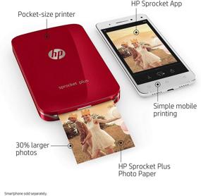 img 2 attached to 🖨️ HP Sprocket Plus Мгновенный фотопринтер - Печать фото на 30% больше на клейкой бумаге 2,3х3,4, красный (2FR87A) - Компактный.