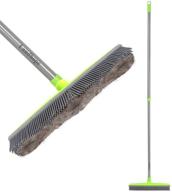 🧹 landhope 54-inch long handle rubber bristle push broom: ideal for pet hair, carpets, hardwood, tiles, and windows - water resistant & non-scratch logo