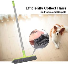 img 1 attached to 🧹 LandHope 54-Inch Long Handle Rubber Bristle Push Broom: Ideal for Pet Hair, Carpets, Hardwood, Tiles, and Windows - Water Resistant & Non-Scratch