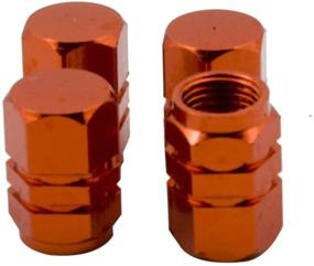 img 1 attached to Mavota 4 PCS Style Polished Aluminum Chrome Tire Valve Stem Caps (Orange)