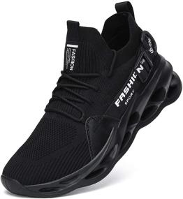 img 4 attached to Comfort and Style Combined: Nihaoya Breathable Men's Walking Jogging Sneakers