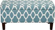 🔵 introducing the stylish teal blue geometric homepop large upholstered rectangular storage ottoman bench with hinged lid logo