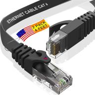 🔌 кабель ethernet cat 6, [2 штуки по 6 футов] - плоский патч-кабель rj45 - скорость сети 1000 мбит/с - универсальное использование для пк, компьютерного сервера, принтера, роутера - прочные кабели ethernet логотип