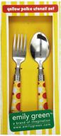 🟡 emily green kids utensil set: vibrant yellow polka dot design (discontinued product) logo