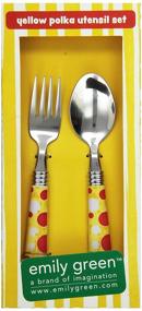 img 2 attached to 🟡 Emily Green Kids Utensil Set: Vibrant Yellow Polka Dot Design (Discontinued Product)
