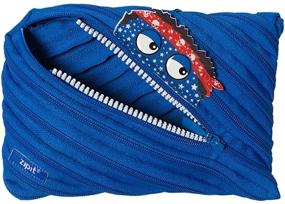 img 4 attached to 🖍️ ZIPIT Talking Monstar Large Pencil Case - Holds Up to 60 Pens! One Long Zipper Design (Blue)