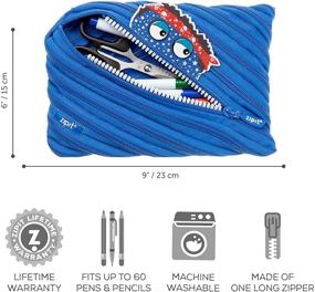 img 1 attached to 🖍️ ZIPIT Talking Monstar Large Pencil Case - Holds Up to 60 Pens! One Long Zipper Design (Blue)