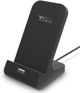 📱 yw yuwiss wireless phone charger stand - qi-certified 10w max for apple iphone 12/12 pro max/11pro/11pro max/xr/xs max/xs/x/8/8plus, samsung galaxy - black logo