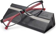 livho blue light blocking reading glasses for women men - computer gaming readers with uv protection, fashion frames and case (red + black, 1.5) logo
