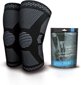 img 4 attached to 🏋️ Premium 2 Pack Knee Compression Sleeve - Ultimate Knee Brace for Active Men & Women, Superior Knee Support for Intense Workouts, Running, Basketball, Gym, Weightlifting, Arthritis Joint Pain Relief - Size L