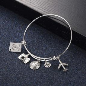 img 2 attached to 🌍 Hazado Traveler Bracelet: Passport Camera, Western Hemisphere Compass, Airplane Charms for Women, Girls - Perfect Gift for Flight Attendant, Pilot