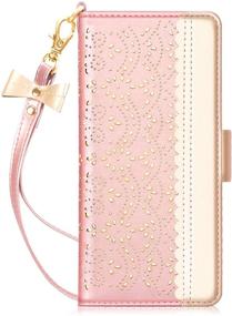 img 4 attached to 👛 WWW Wallet Case for Samsung Galaxy S21/Galaxy S21 5G 6.2&#34;,[Elegant Floral Engraving] Leather Wallet Case with [Built-in Mirror] [Card Holder] for Galaxy S21 6.2&#34; (2021) - Rose Gold