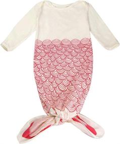 img 4 attached to 🧜 Mermaid Print Newborn Swaddle Blanket Cute Baby Onesies Sleep Bag Long Sleeves Sleepwear Small Rose