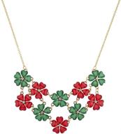 lux accessories red and green flower statement necklace for christmas and holiday season. logo