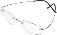 👓 bi tao super light titanium bifocal reading glasses: stylish rimless eyewear for men and women + free eyewear case logo