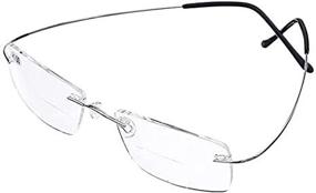 img 2 attached to 👓 Bi Tao Super Light Titanium Bifocal Reading Glasses: Stylish Rimless Eyewear for Men and Women + Free Eyewear Case