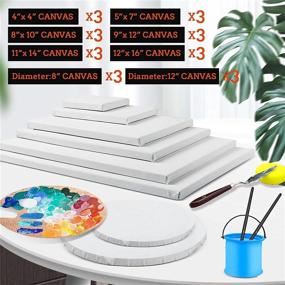 img 2 attached to 🎨 ESRICH 24 Pack Multi-Sized Canvases for Painting - 4x4&#34;, 5x7&#34;, 8x10&#34;, 9x12&#34;, 11x14&#34;, 12x16&#34;, Inc. Round Canvas - 12x12&#34;, 8x8&#34;, 3 of Each - Ideal for Oil &amp; Acrylic Paintings