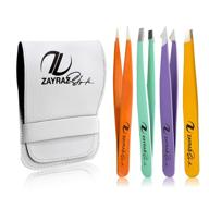 👀 zayraz tweezers set: premium 4-piece eyebrow tweezers kit for women - ideal for ingrown hair, facial hair, splinter, and blackhead removal - ultimate daily beauty solution & perfect girls gift logo