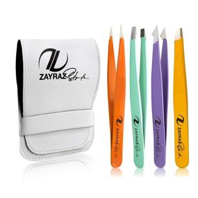 img 4 attached to 👀 Zayraz Tweezers Set: Premium 4-Piece Eyebrow Tweezers Kit for Women - Ideal for Ingrown Hair, Facial Hair, Splinter, and Blackhead Removal - Ultimate Daily Beauty Solution & Perfect Girls Gift