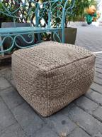 riseon boho hand woven contemporary cotton linen fabric pouf cover: unstuffed footstool ottoman for living room, bedroom, and under desk – dark coffee логотип