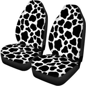 img 4 attached to 🐄 Black and White Cow Print Car Seat Covers - Full Set for Women by Doginthehole