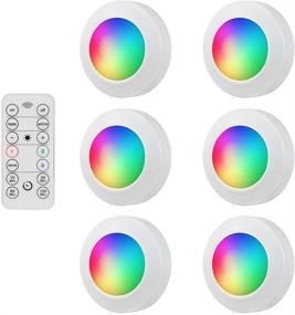 img 4 attached to 💡 Energizer 6-Pack LED Color Changing Puck Light - Battery Operated, Wireless with IR Remote - Ideal for Closets, Laundry Rooms, Cabinets, Garages & More - Model 59332