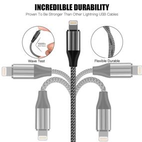 img 3 attached to 📱 1ft Silver Short iPhone Charger - 3 Pack of Lightning Cables for Fast Data Sync & Charging - Compatible with iPhone Xs max/Xr/X/8/8 Plus/7/7 Plus/6/6s Plus/5s/5, iPad