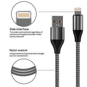 img 2 attached to 📱 1 фут Серебряный Короткий зарядный кабель для iPhone - 3 штуки Кабели Lightning для быстрой синхронизации данных и зарядки - Совместимо с iPhone Xs max/Xr/X/8/8 Plus/7/7 Plus/6/6s Plus/5s/5, iPad