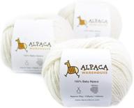 luxuriously soft 100% baby alpaca yarn wool set of 3 skeins - dk weight ideal for knitting and crocheting (ivory, dk) logo