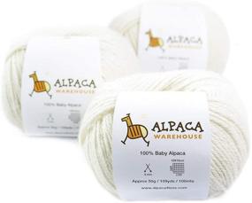 img 4 attached to Luxuriously Soft 100% Baby Alpaca Yarn Wool Set of 3 Skeins - DK Weight Ideal for Knitting and Crocheting (Ivory, DK)