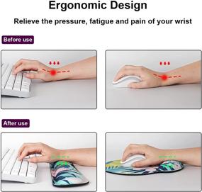 img 2 attached to 🌿 Abstract Leaves Ergonomic Keyboard Wrist Rest and Mouse Pad Set - G JGOO Memory Foam Wrist Support for Pain Relief with Non-Slip Rubber Base - Ideal for Office, Gaming, Computer, Laptop