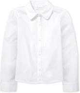 charming girls' long sleeve pintuck poplin button down shirt by the children's place logo