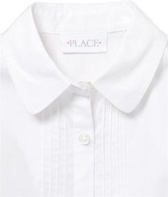 img 2 attached to Charming Girls' Long Sleeve Pintuck Poplin Button Down Shirt by The Children's Place