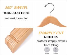 img 1 attached to 🧺 Pack of 10 Amber Home Smooth Natural Finish Wooden Hangers - Sturdy Shirt Dress Hangers with Precise Notches for Jackets, Camisoles, and Bridal Attire (Natural)