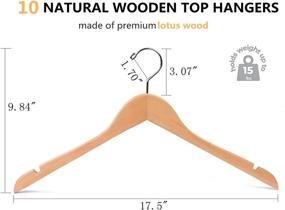 img 2 attached to 🧺 Pack of 10 Amber Home Smooth Natural Finish Wooden Hangers - Sturdy Shirt Dress Hangers with Precise Notches for Jackets, Camisoles, and Bridal Attire (Natural)