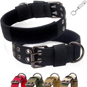 img 4 attached to 🐾 5-Point Adjustable Military Dog Collar with Metal D-Ring | Tactical Dog Training Collar for Medium to Large Dogs | 1.5” Width | Soft Padded Lining | Available in 5 Colors