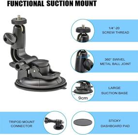 img 2 attached to 📷 360° Rotation Tripod Mount with 1/4'' 20 Screw Thread & Big Suction Cup - Multifunctional Car Tablet and Camera Holder for 9.5-14.5” Tablets, iPad Pro, iPad Air, Galaxy Tab, GoPro, and More