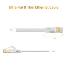 img 2 attached to 🐈 75-Foot White Cat 7 Ethernet Cable - Shielded Flat Internet Cable with Clips, Faster Speeds Than Cat6 LAN Wire