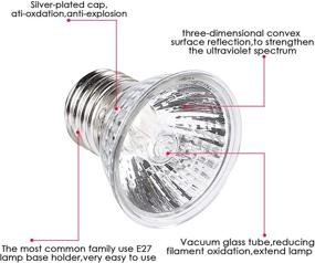 img 2 attached to 🔆 Jomddems Reptile Heating Lamp - 6 UVA/UVB Bulbs (50W) for Turtle Tank Habitat, Lizard, and More - E27, 110V