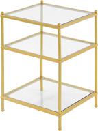 convenience concepts royal crest end table: stylish clear glass & gold accent logo