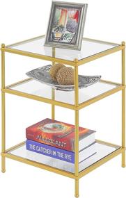 img 2 attached to Convenience Concepts Royal Crest End Table: Stylish Clear Glass & Gold Accent