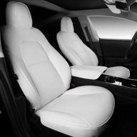 xipoo fit tesla model 3 model y car seat cover pu leather cover all season protection for tesla model 3 2017-2021 model y 2020 2021 (white-pu logo