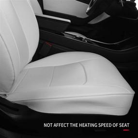 img 2 attached to Xipoo Fit Tesla Model 3 Model Y Car Seat Cover PU Leather Cover All Season Protection For Tesla Model 3 2017-2021 Model Y 2020 2021 (White-PU