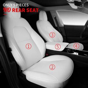 img 3 attached to Xipoo Fit Tesla Model 3 Model Y Car Seat Cover PU Leather Cover All Season Protection For Tesla Model 3 2017-2021 Model Y 2020 2021 (White-PU