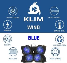 img 1 attached to 💨 KLIM Wind Cooling Pad - Lightweight, Quiet, and Powerful Laptop Cooler - Supports 11-17 Inch Laptops, PS4 - 4 Fans - USB Slim Portable Laptop Stand - Enhanced 2021 Version - Blue